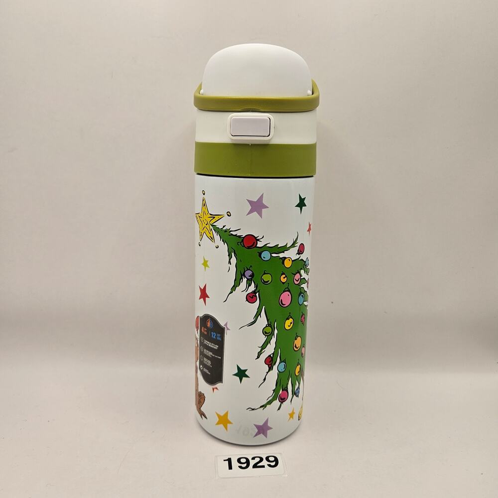 BIOWORLD X DR SEUSS GRINCH POP OPEN WATER BOTTLE WHITE GREEN 24OZ